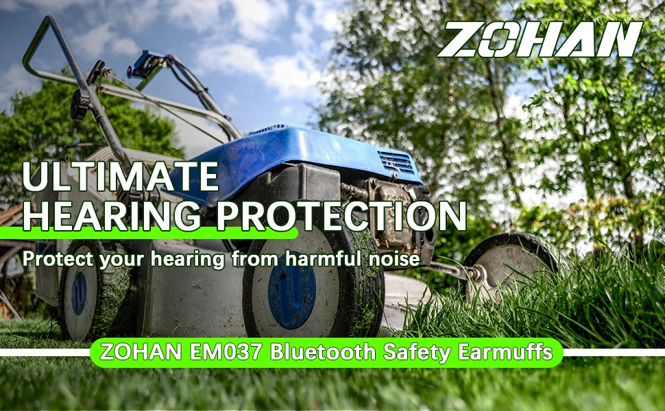 ZOHAN Hearing Protection Bluetooth Headphone Earmuffs Headphones Safety Noise Reduction 25dB NRR Protector for Mowing Music