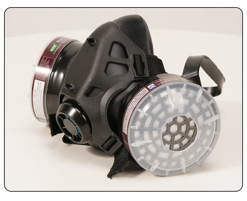 Black Half Face Gas Respirator Industrial Gas Mask P-A-1 Filtering Cartridge For Painting Spraying Welding Breath Protection