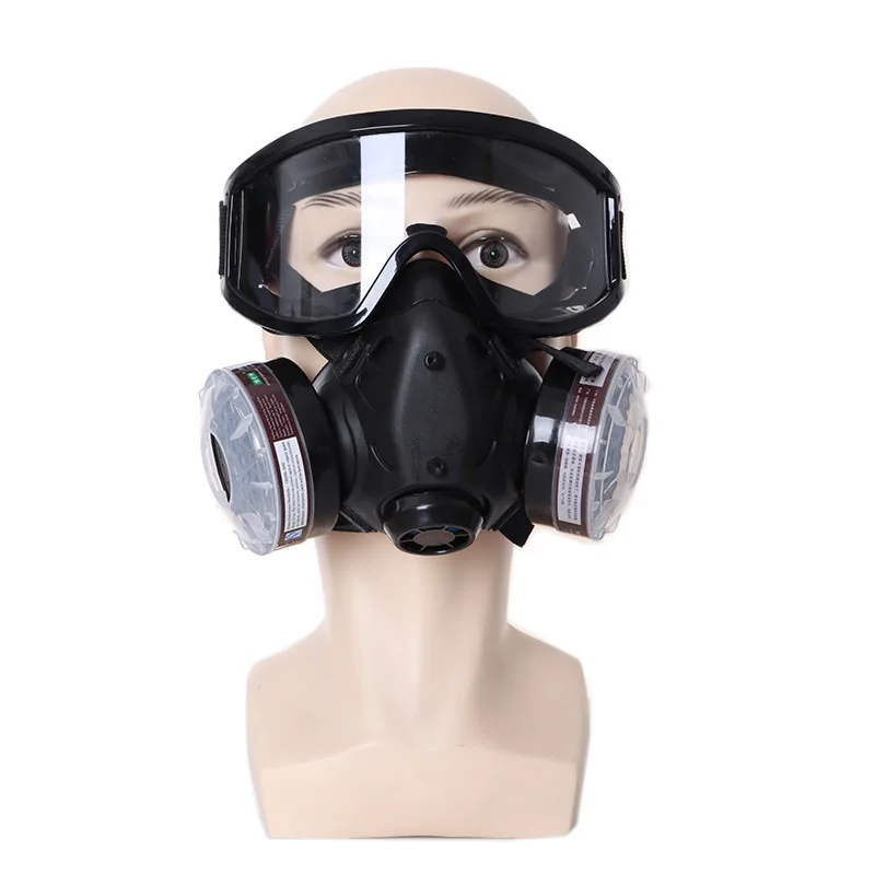 Black Half Face Gas Respirator Industrial Gas Mask P-A-1 Filtering Cartridge For Painting Spraying Welding Breath Protection