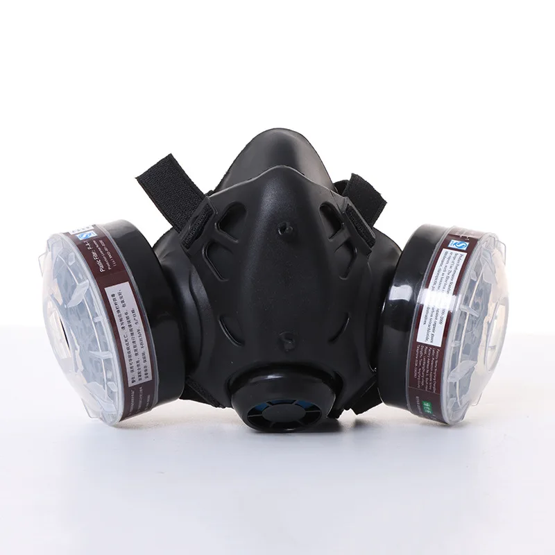 Black Half Face Gas Respirator Industrial Gas Mask P-A-1 Filtering Cartridge For Painting Spraying Welding Breath Protection