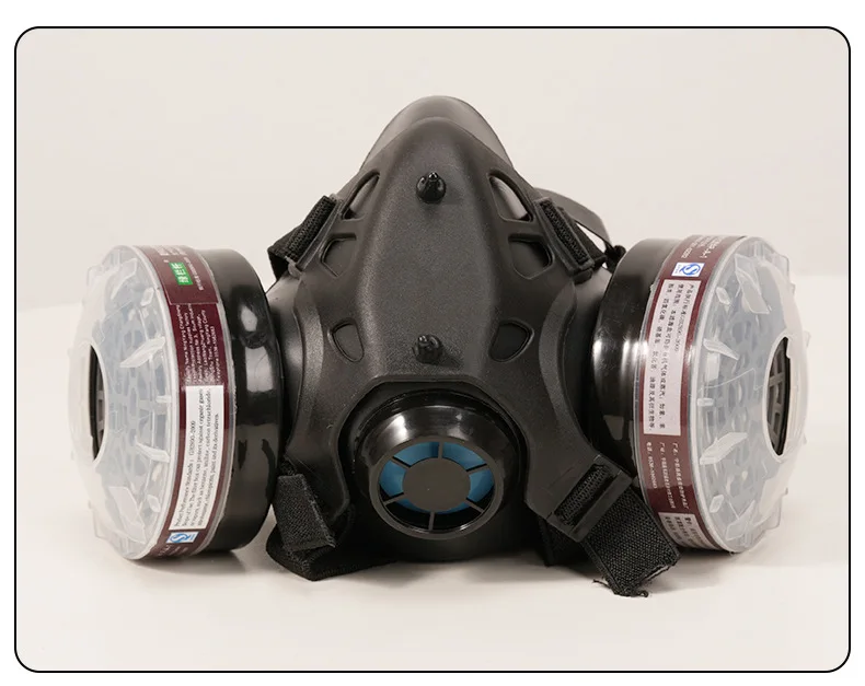 Black Half Face Gas Respirator Industrial Gas Mask P-A-1 Filtering Cartridge For Painting Spraying Welding Breath Protection