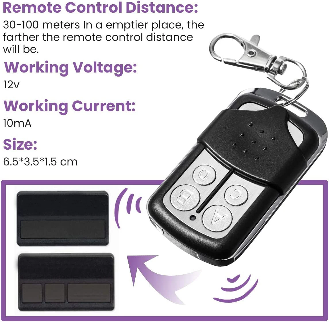 Garage Command Electric Gate Control 315mhz Compatible with Purple Button 370LM 371LM 372LM 373LM 374LM Garage Door Opener