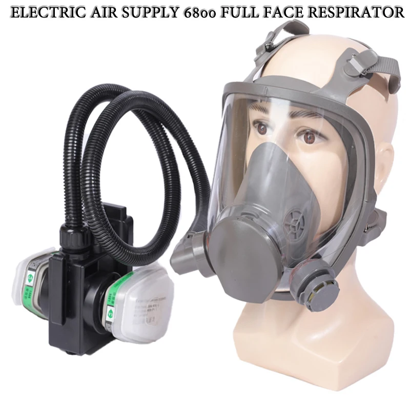 Rechargeable Power Bank 6800 Full Face Gas Respirator Electric Auxiliary Air Supply For Spraying Painting Polish Work Safety