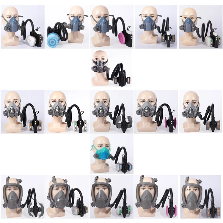 Rechargeable Power Bank 6800 Full Face Gas Respirator Electric Auxiliary Air Supply For Spraying Painting Polish Work Safety