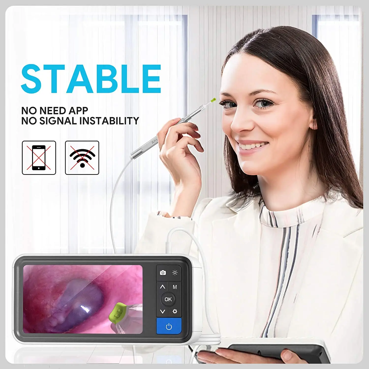 Digital Otoscope with 4.5 Inches Screen 3.9mm Ear Camera with 6 LED Lights 32GB Card Ear Wax Removal Tool Specula and 2500 mAh