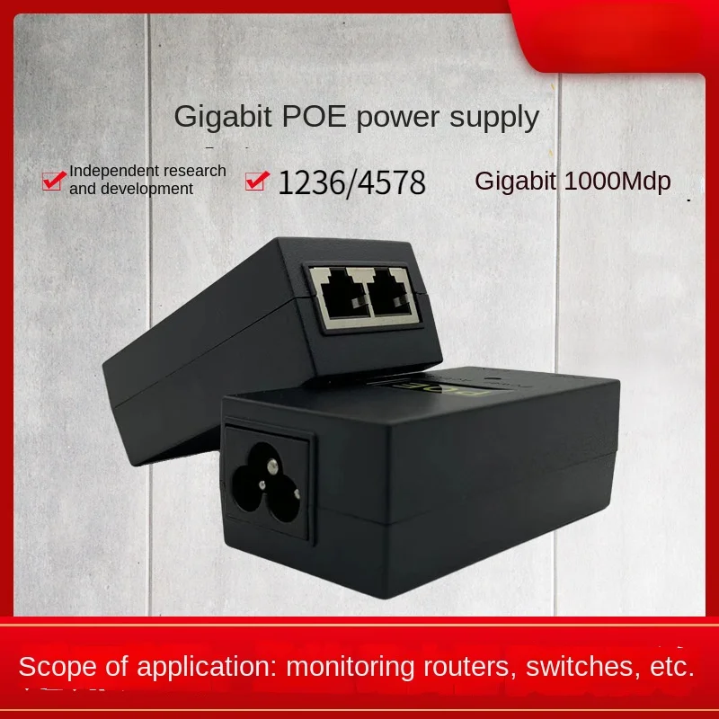 POE Gigabit Power 48V0.5A/24V 1A Ethernet Wireless AP Bridge Monitoring Desk Surface Power Adapter