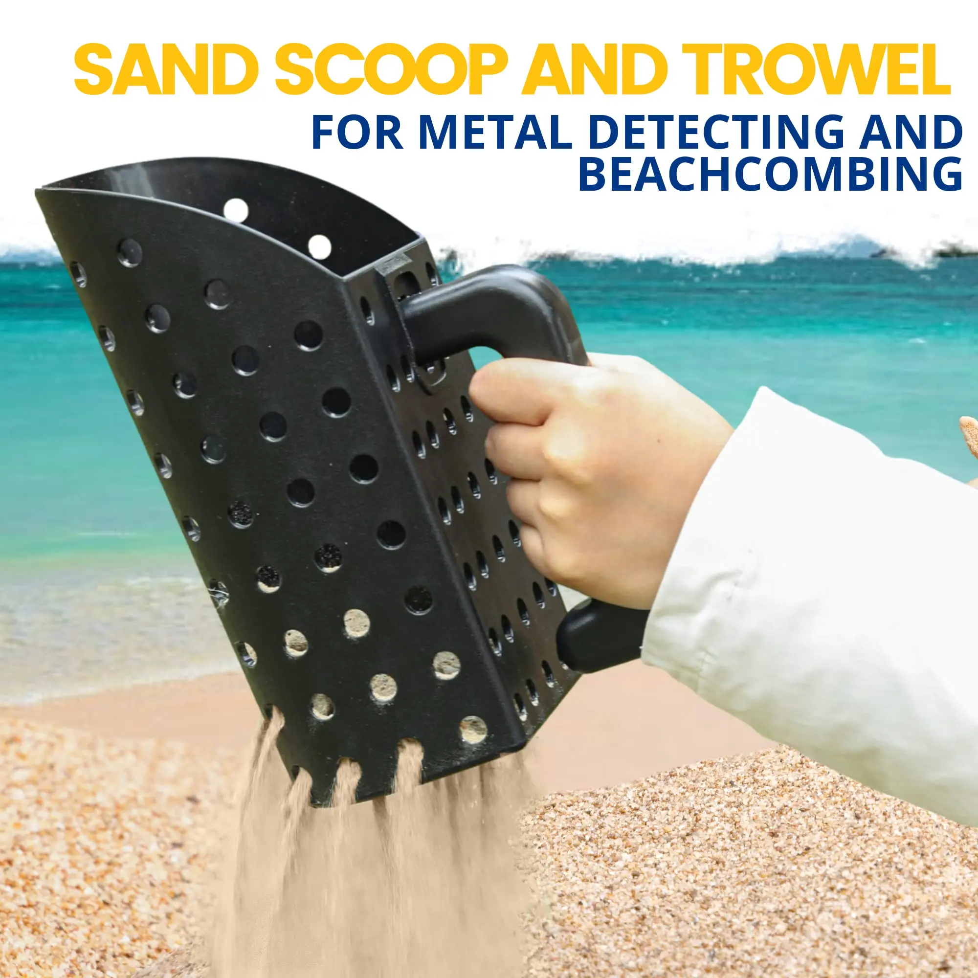 Metal Detector ABS Sand Scoop Shovel Set Steel Beach Digging Filter Underground Metal Treasure Detecting