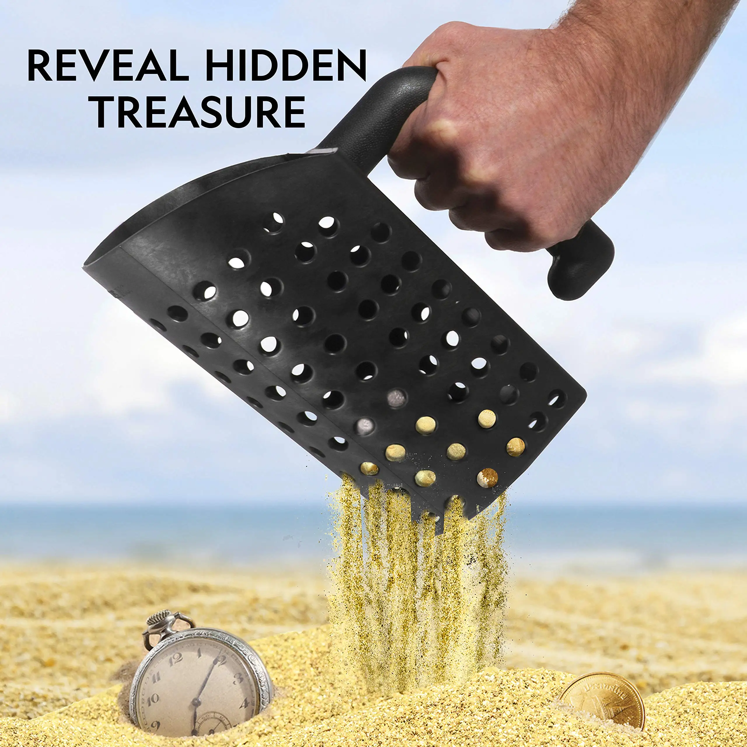 Metal Detector ABS Sand Scoop Shovel Set Steel Beach Digging Filter Underground Metal Treasure Detecting