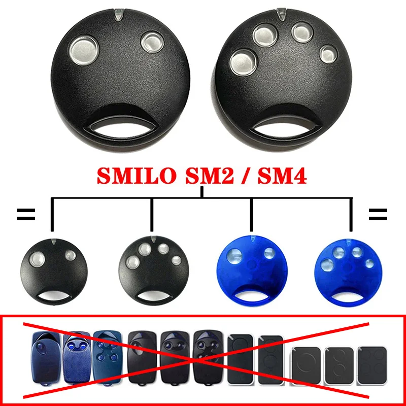 6PCS SMILO SM4 SM2 Garage Remote Control 433.92MHz Rolling Code Gate Opener / Garage Door Control