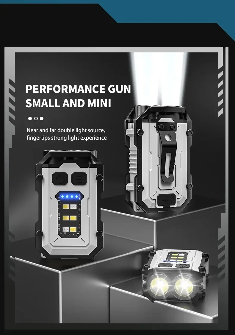 Super Bright Powerful Pocket Torch Light LED Multifunctional Linterna Magnetic COB LED EDC Mini Keychain Flashlight Rechargeable