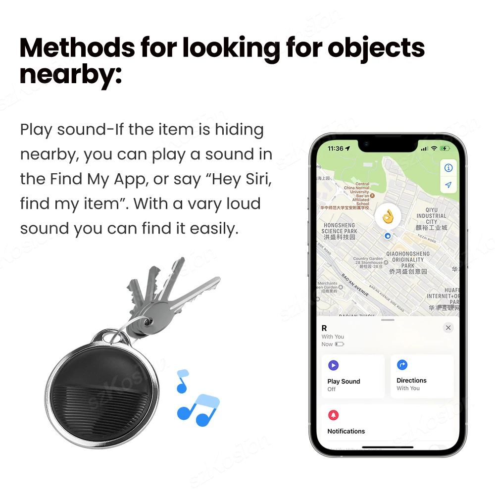 GPS Tracker For IOS Smart Bluetooth-compatible Mini GPS Locator Wallet Key Finder Anti Lost Device Work with Find My APP