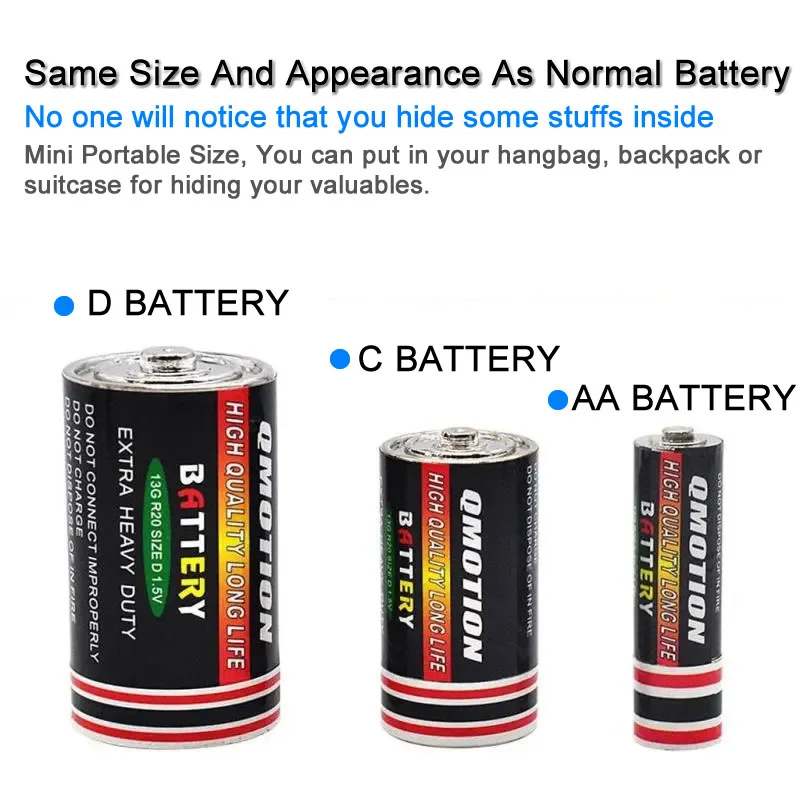 Sight Secret Hidden Storage Compartment Empty Dry Cell Battery Travel Diversion Stash Safe Container Hide Cash Ring Necklace