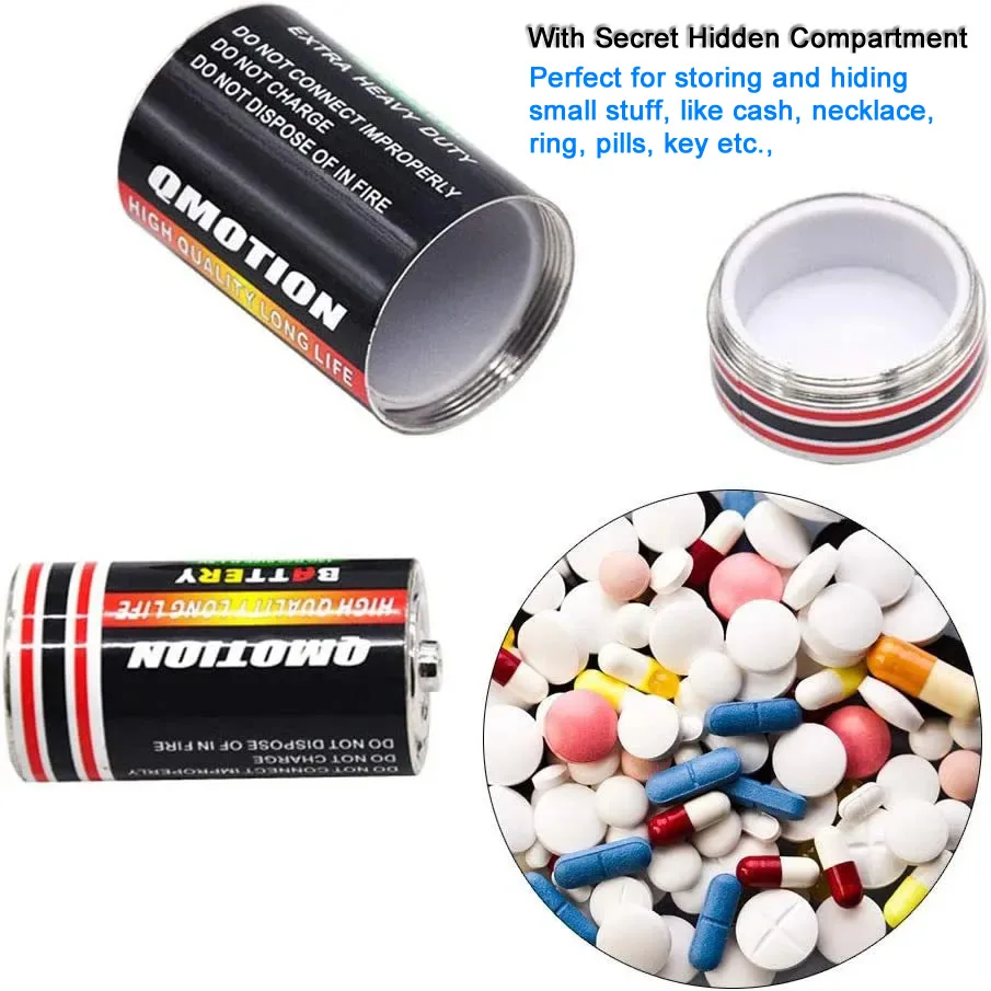 Sight Secret Hidden Storage Compartment Empty Dry Cell Battery Travel Diversion Stash Safe Container Hide Cash Ring Necklace