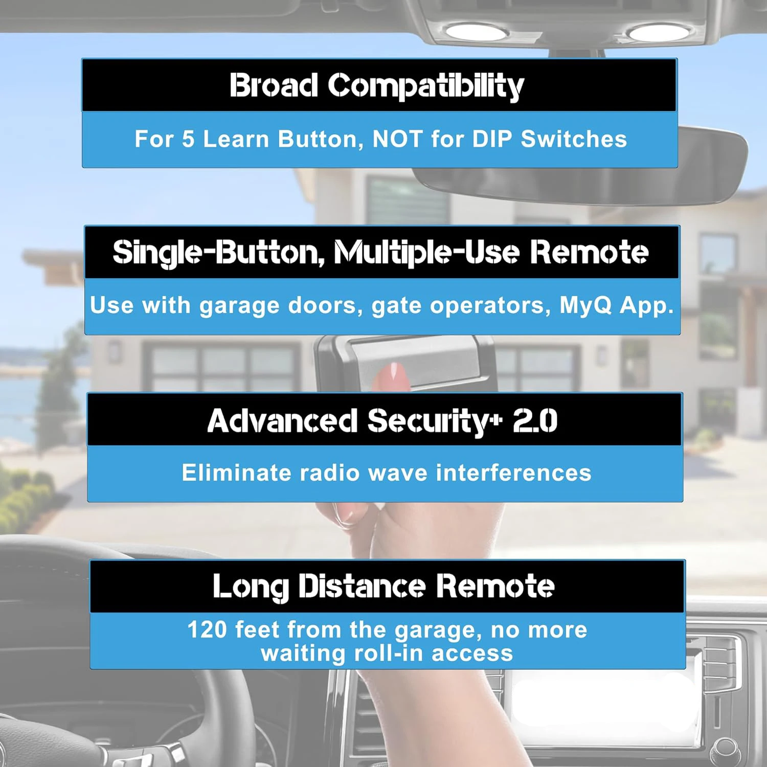 Universal 891LM Garage Door Opener Remote Security+ 2.0 MyQ Yellow Learn Button Replacement Garage Door Remote