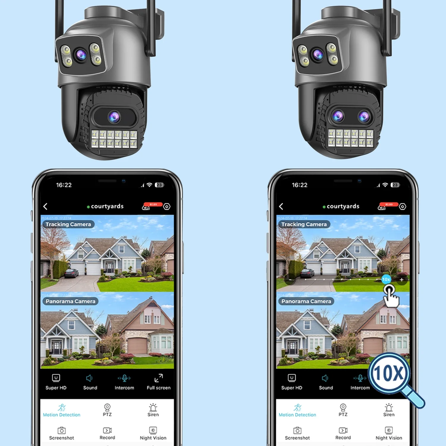 BESDER 15MP Wifi Camera Outdoor Dual Screen 10X Digital Zoom CCTV Video Surveillance Cam PTZ 8MP Security IP Camera O-Kam Pro