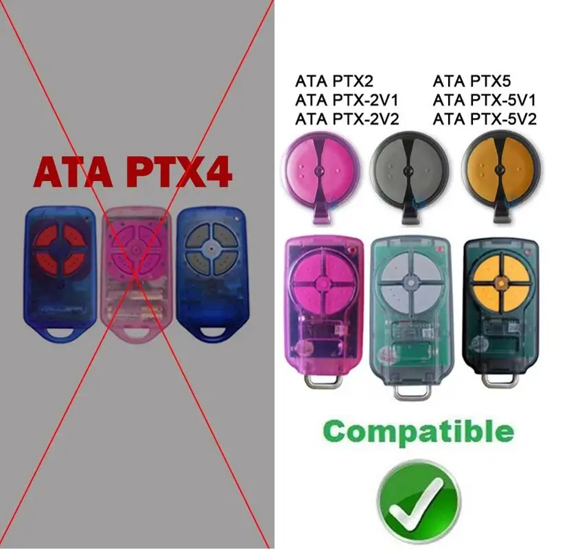 Gate Remote Control For ATA PTX5 PTX-5v1 PTX-5 GDO Rolling Code Command 433MHZ Wireless Handheld Garage Door Opener Transmitter