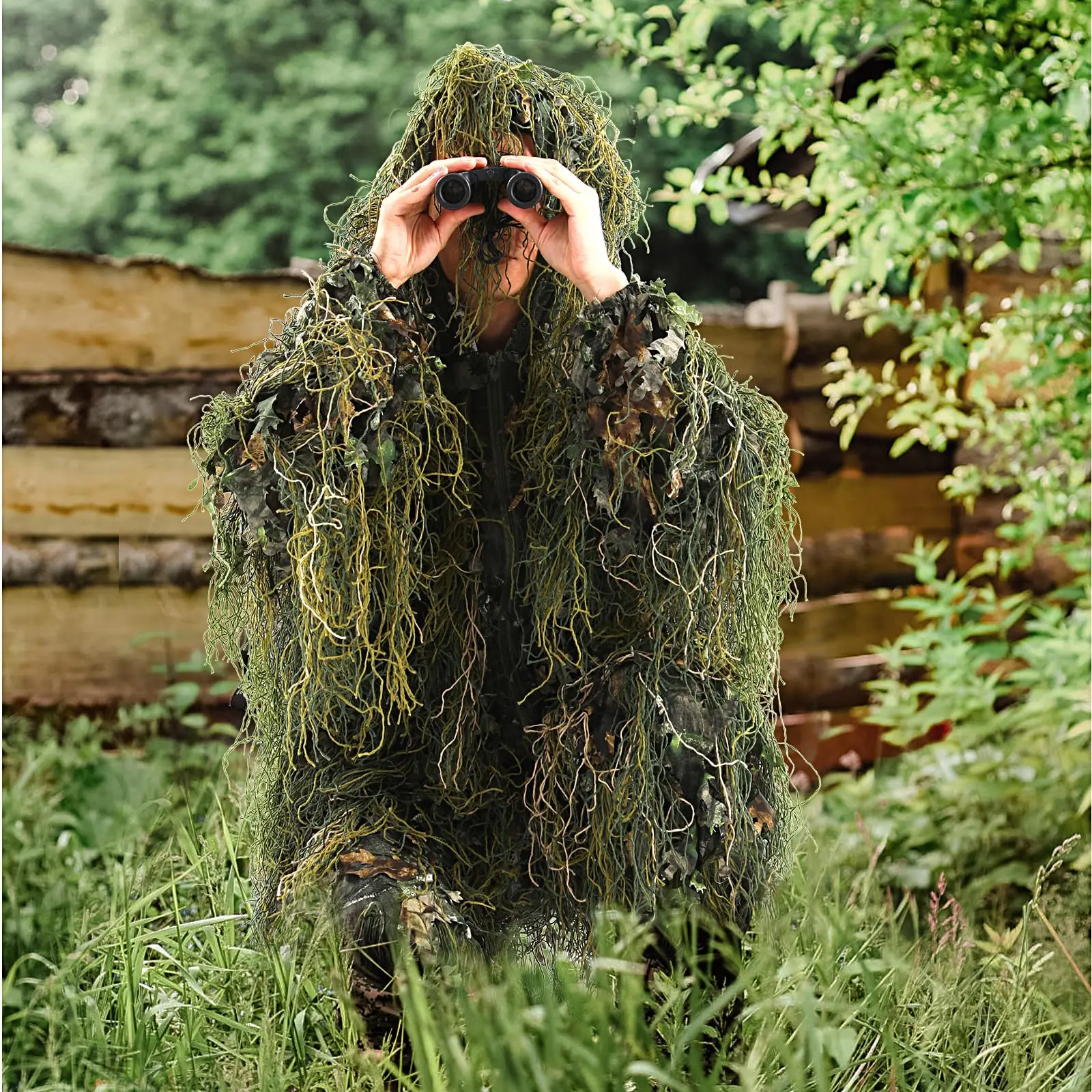 JOAXOR Ghillie Suit Gilly Hunting Suits Pants 3D Leaf Camo Camouflage Coveralls Youth Adult Lightweight Clothes