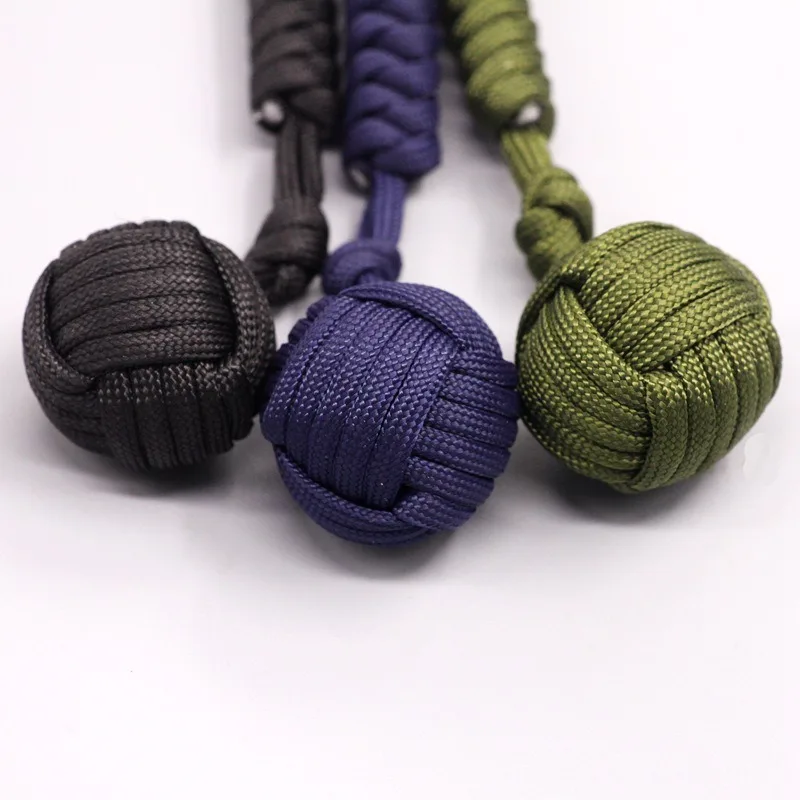 Emergency Escape Parachute Rope Woven Steel Ball Self-defense Ball Hand Woven Multifunctional Parachute Rope Woven Keychain