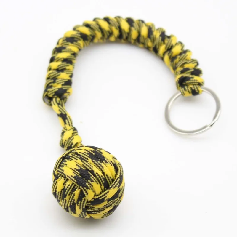 Emergency Escape Parachute Rope Woven Steel Ball Self-defense Ball Hand Woven Multifunctional Parachute Rope Woven Keychain