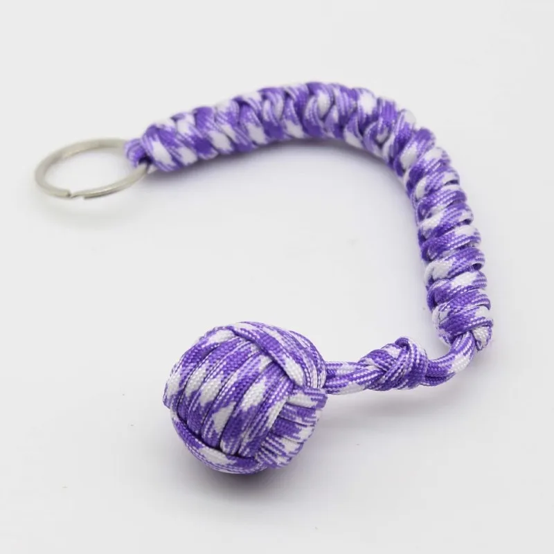 Emergency Escape Parachute Rope Woven Steel Ball Self-defense Ball Hand Woven Multifunctional Parachute Rope Woven Keychain