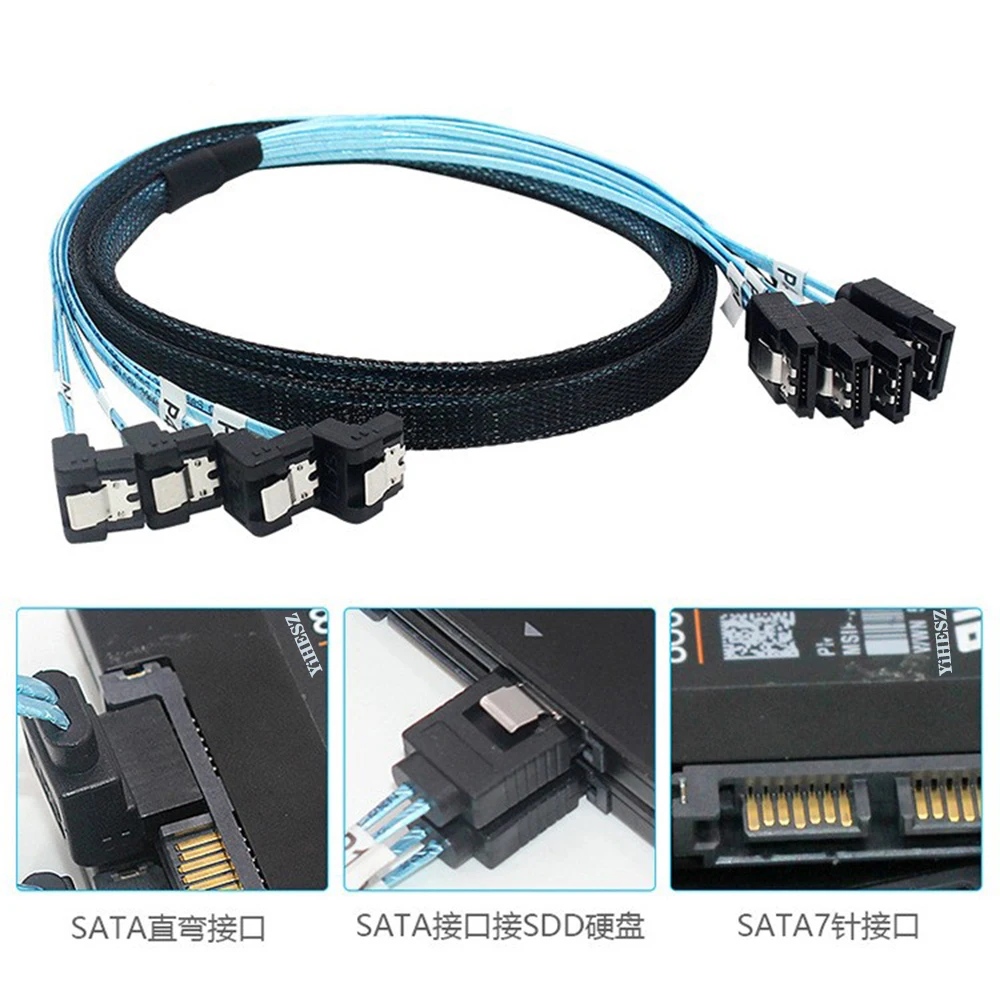 0.5m/1m Right Angle SATA 3.0 Cable 12Gbps SAS SATA Data Cable for NAS HDD SSD RAID CD DVD Drive