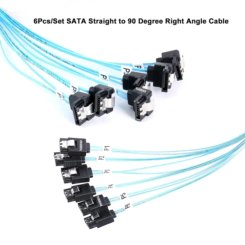 0.5m/1m Right Angle SATA 3.0 Cable 12Gbps SAS SATA Data Cable for NAS HDD SSD RAID CD DVD Drive