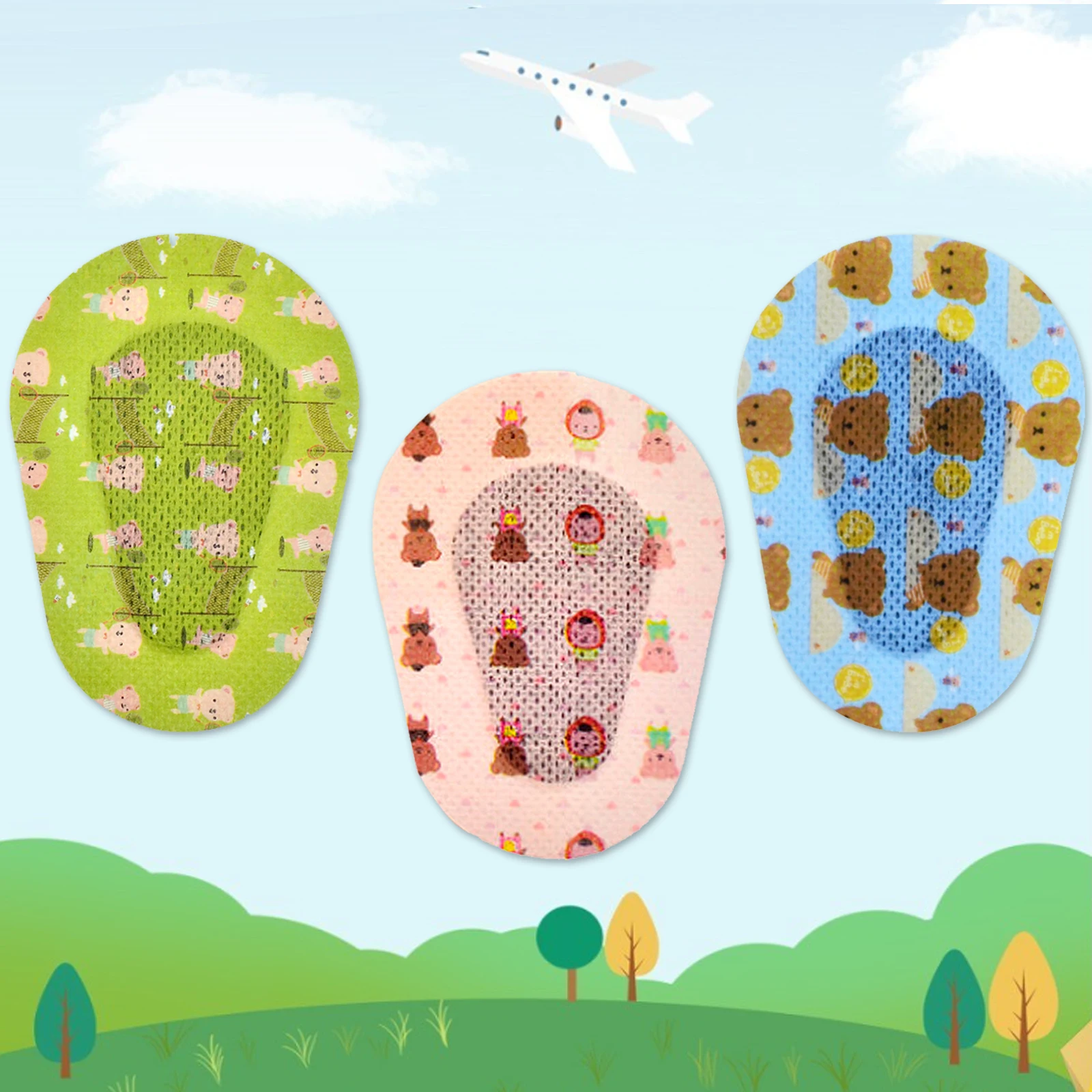60Pcs 3 Color Cartoon Adhesive Eye Patches Bandage Kids Girls Boys Eye Pad Band Aid Breathable Amblyopia Lazy Eye Protect Eyesig