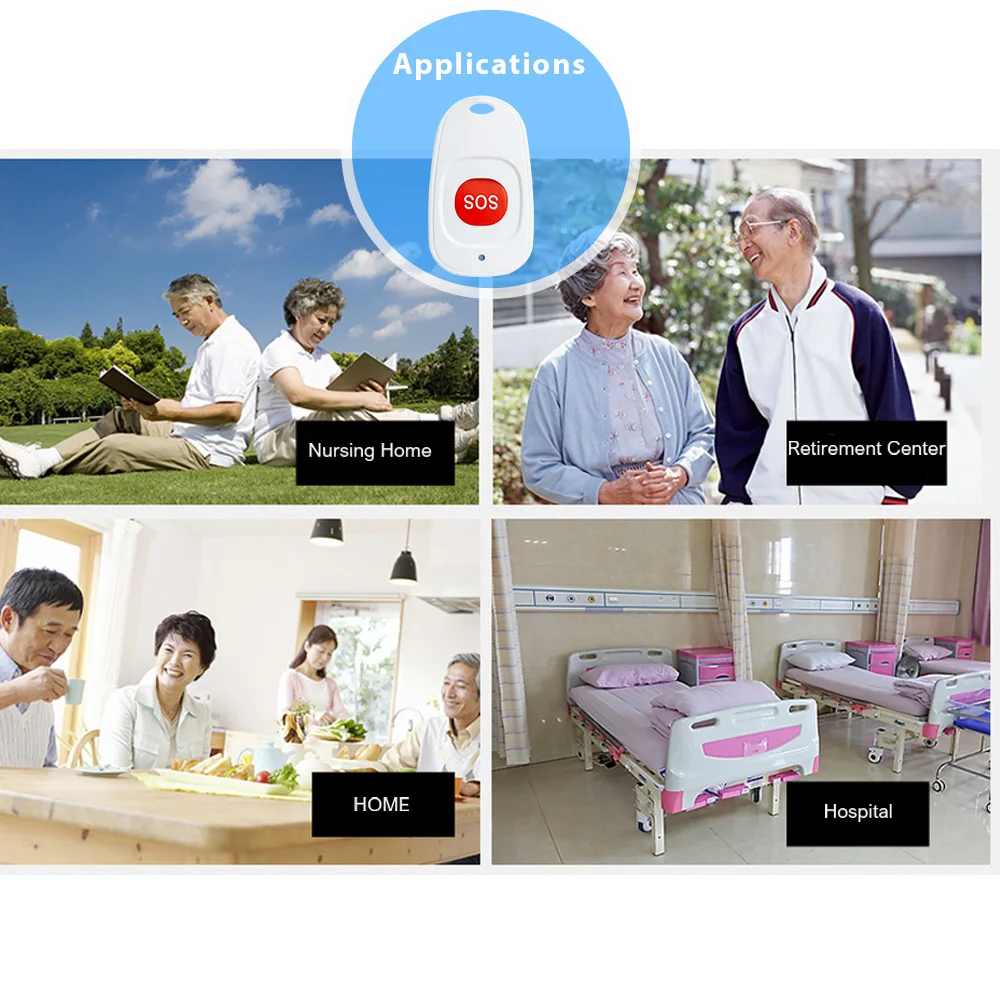 Topvico1/2/3pcs SOS Panic Button RF 433mhz Emergency Button Elderly Alarm Keychain Controller Old People GSM WIFI Home Alarm