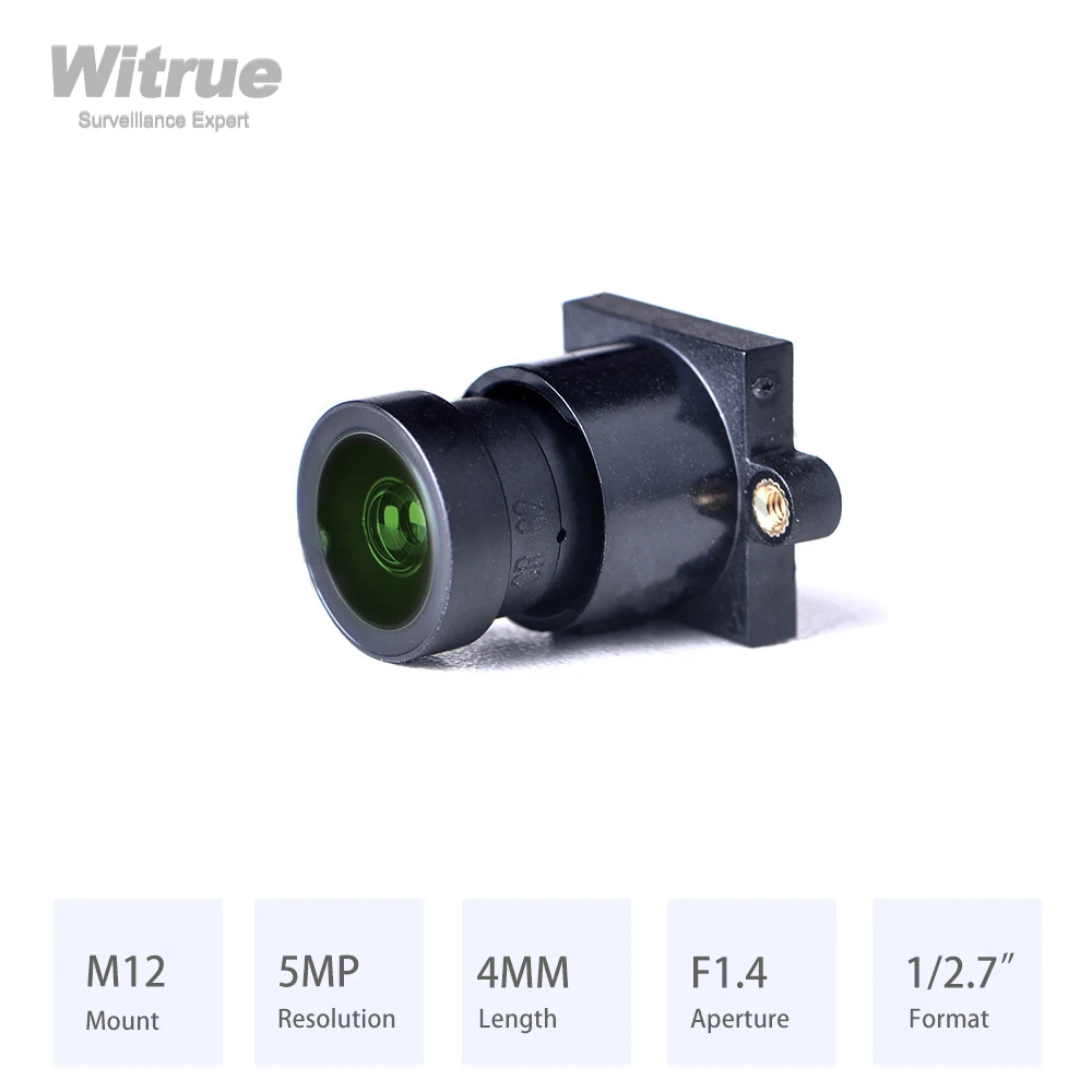 Witrue Starlight Lens M12 * P0.5 Mount HD 5MP 4MM Aperture F1.4 Format 1/2.7" for Surveillance Camera CCTV Accessoies