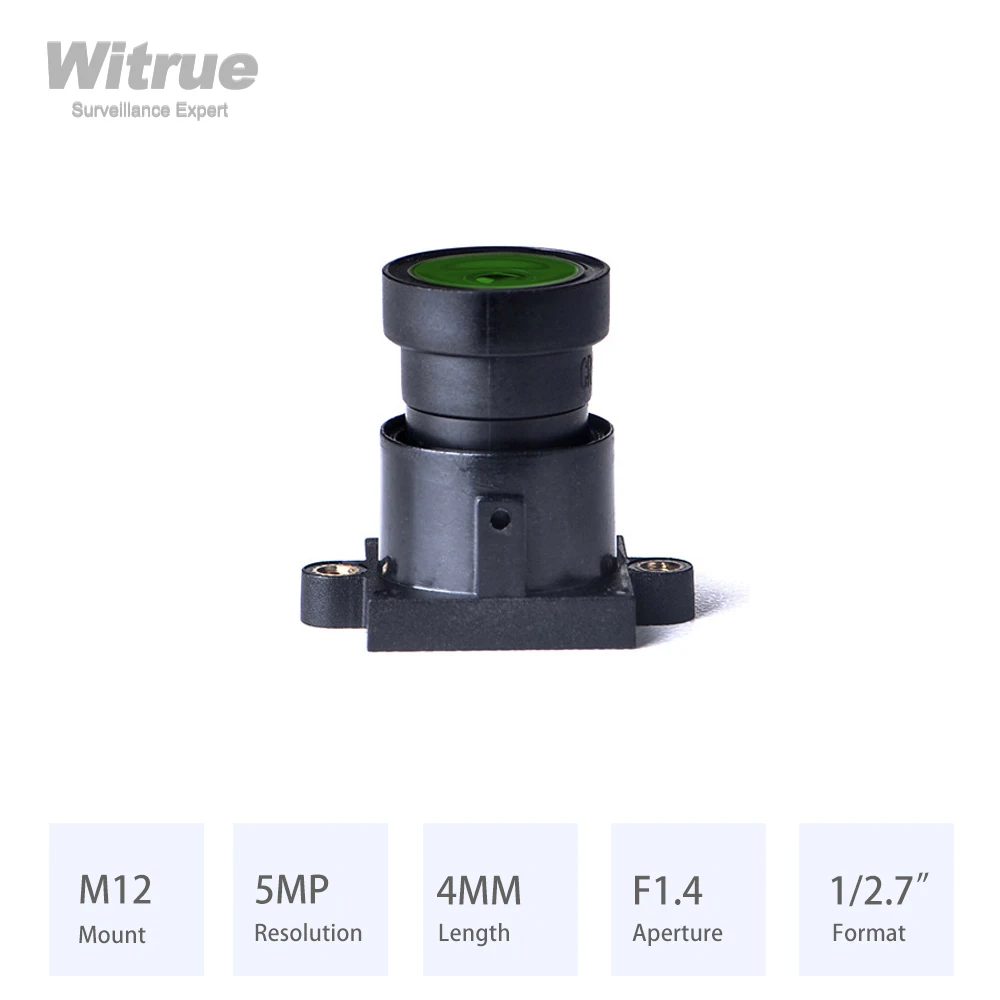Witrue Starlight Lens M12 * P0.5 Mount HD 5MP 4MM Aperture F1.4 Format 1/2.7" for Surveillance Camera CCTV Accessoies