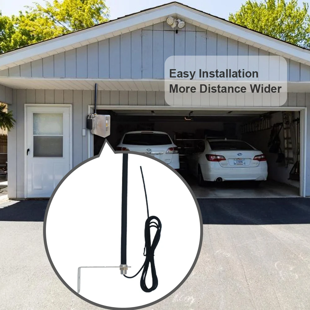 Up to 250m Outdoor Antena 433MHz Garage Gate Remote Control Radio Signal Booster Wireless Repeater 433.92 MHz RG174 2m Cable