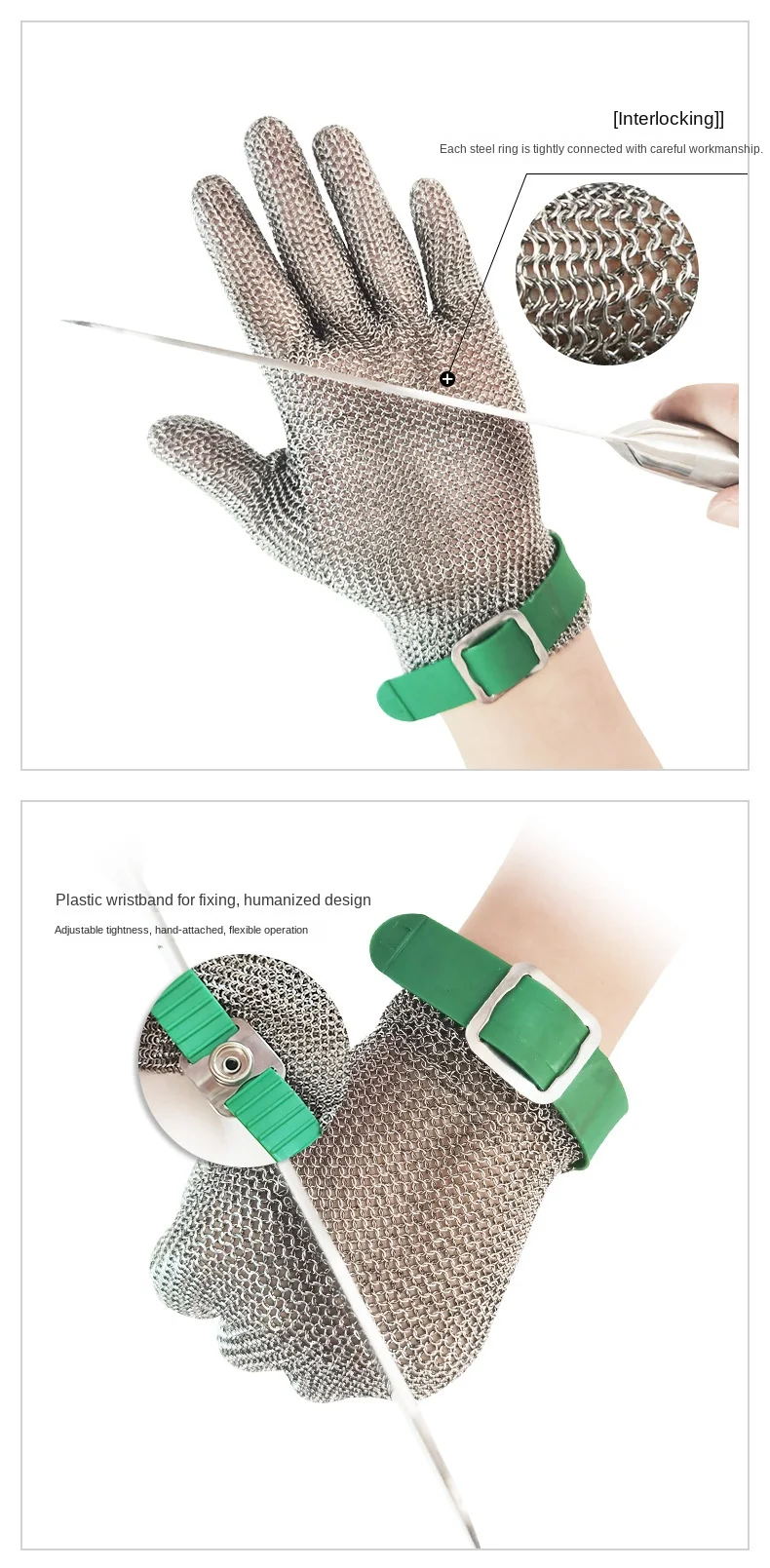 1PCS Stainless Steel Glove Cut Resistant Glove 304 Resistant Stainless Steel Wire Metal Mesh Kitchen Butcher Cut-Resistant