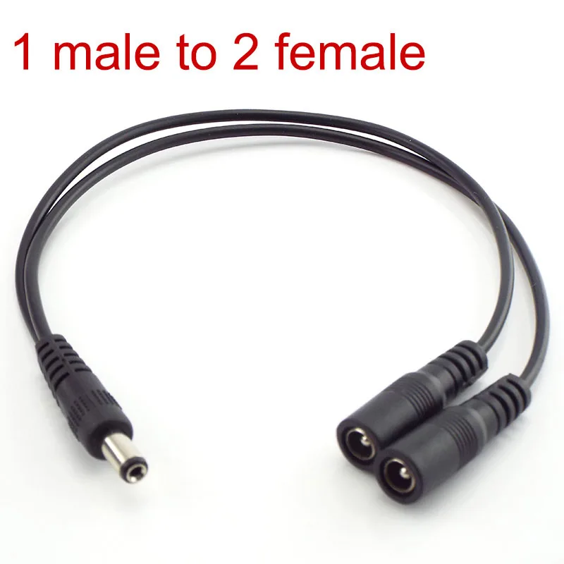 5.5mm X 2.1mm 1 Female to 2 Male Female 2 Way Connector DC Plug Power Supply Splitter Cable for CCTV LED Strip Light Adapter W1