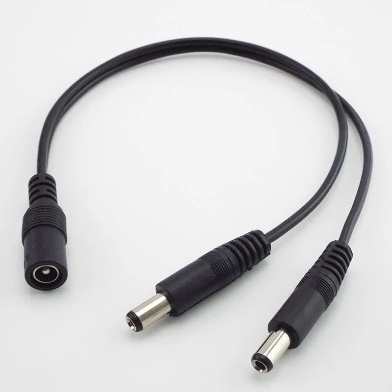 5.5mm X 2.1mm 1 Female to 2 Male Female 2 Way Connector DC Plug Power Supply Splitter Cable for CCTV LED Strip Light Adapter W1