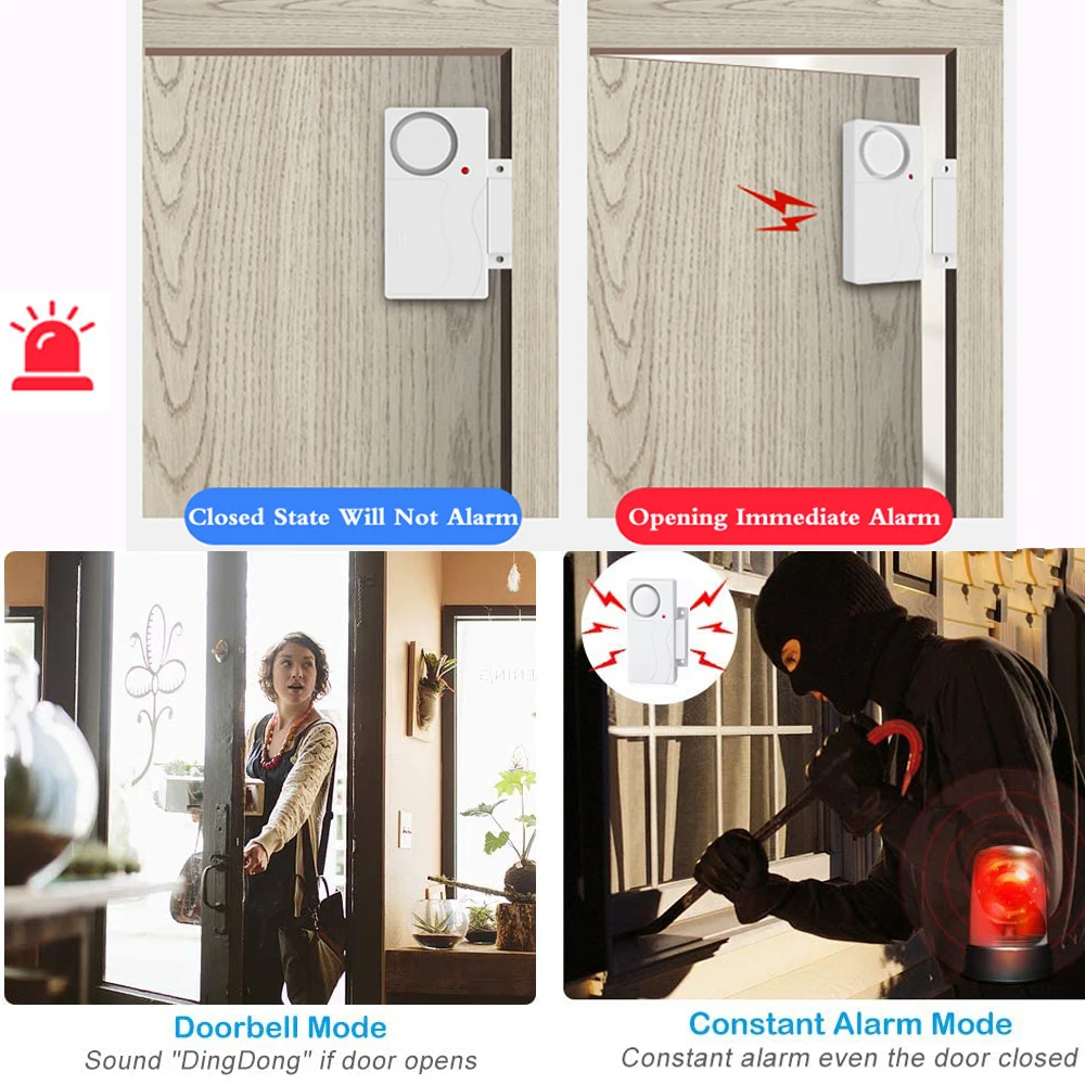 New Door Window Burglar Alarm Sensor Wireless Remote Control Anti-Theft Alarm System Kit Home Security Door Open Detectors