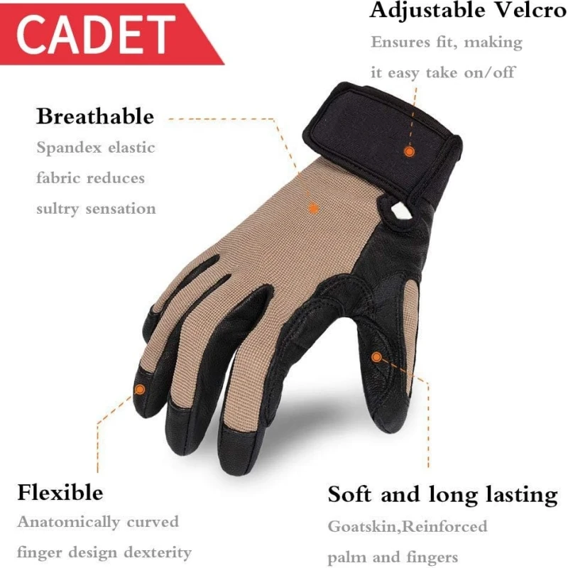 XYEHS Cadet Climbing Safety Work Gloves Palm & Fingertip Reinforced, Great Grip Comfortable Fit for Construction Outdoor Sports