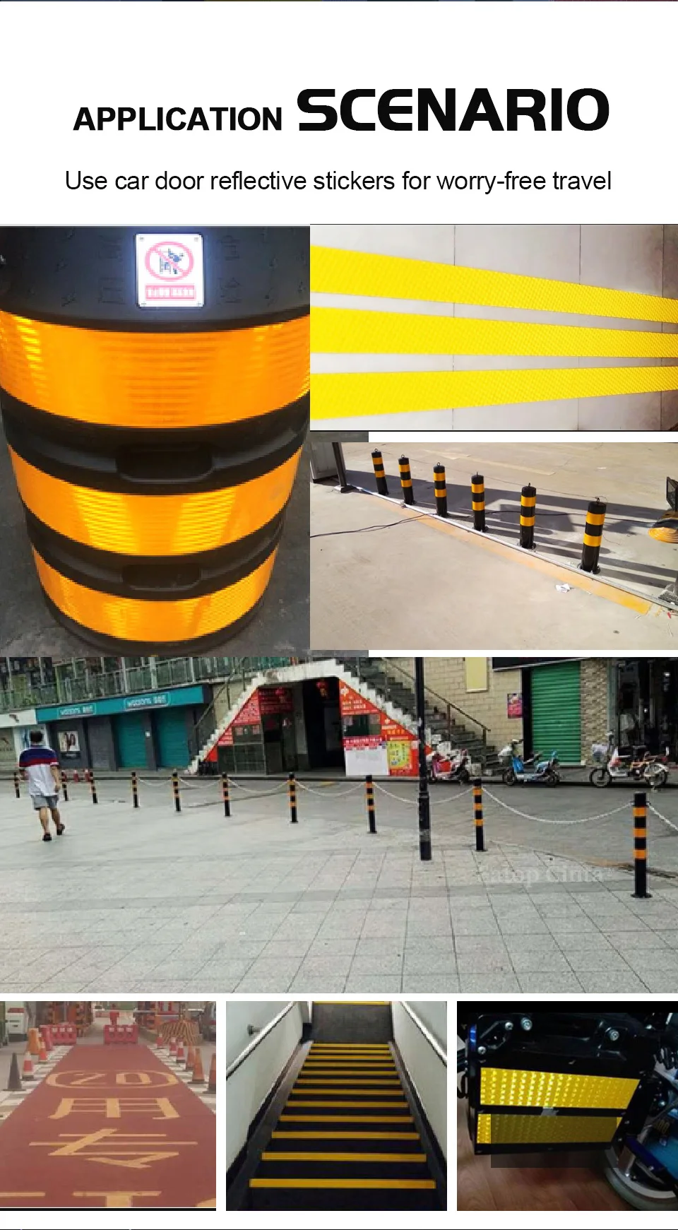 10cm*5M PVC Lattice Reflective Car Sticker White Red Orange Yellow Strong Adhesive Retro Reflectors Tape High Conspicuity Strips