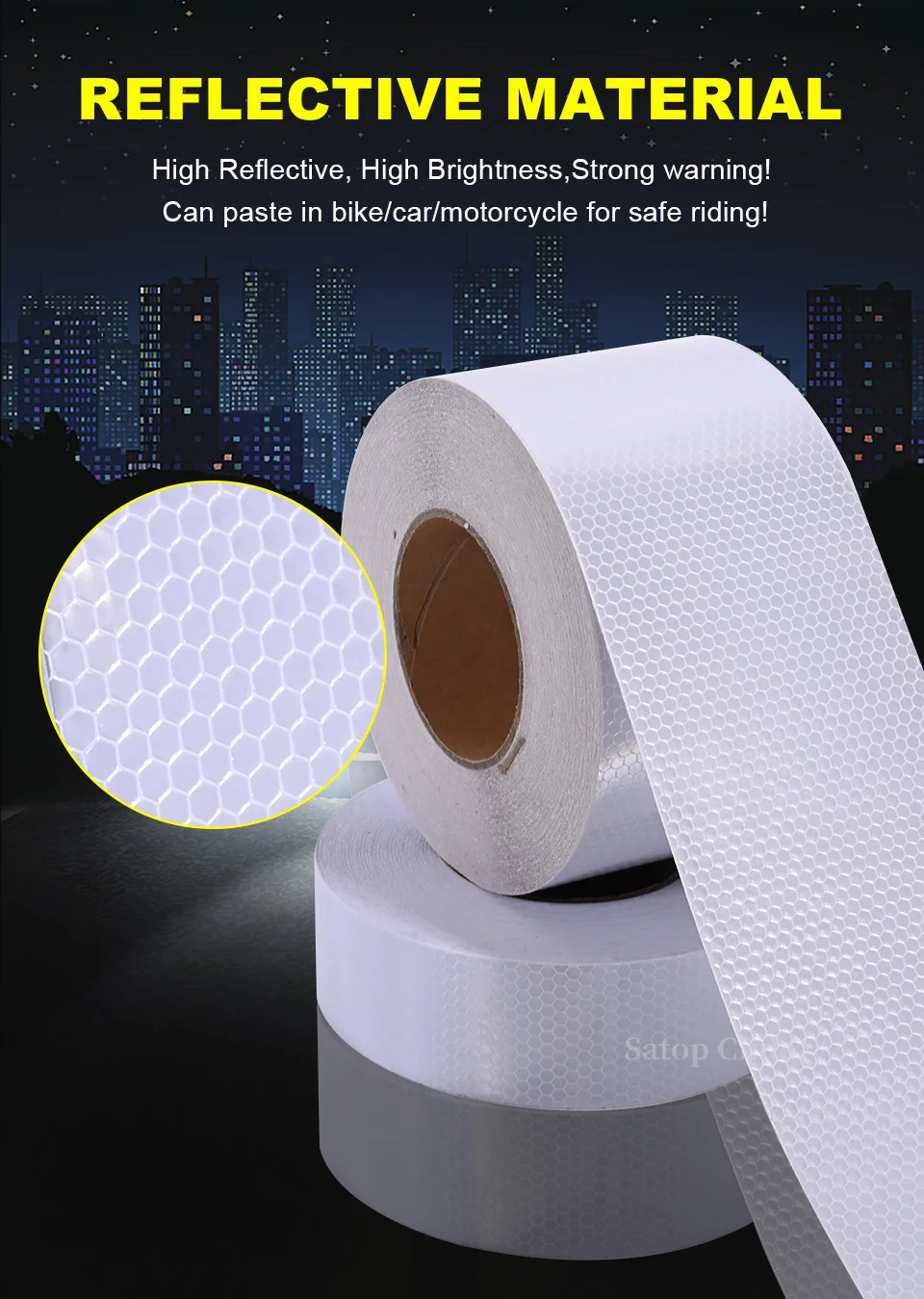 10cm*5M PVC Lattice Reflective Car Sticker White Red Orange Yellow Strong Adhesive Retro Reflectors Tape High Conspicuity Strips