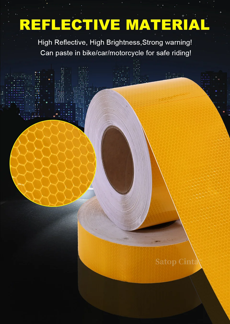 10cm*5M PVC Lattice Reflective Car Sticker White Red Orange Yellow Strong Adhesive Retro Reflectors Tape High Conspicuity Strips