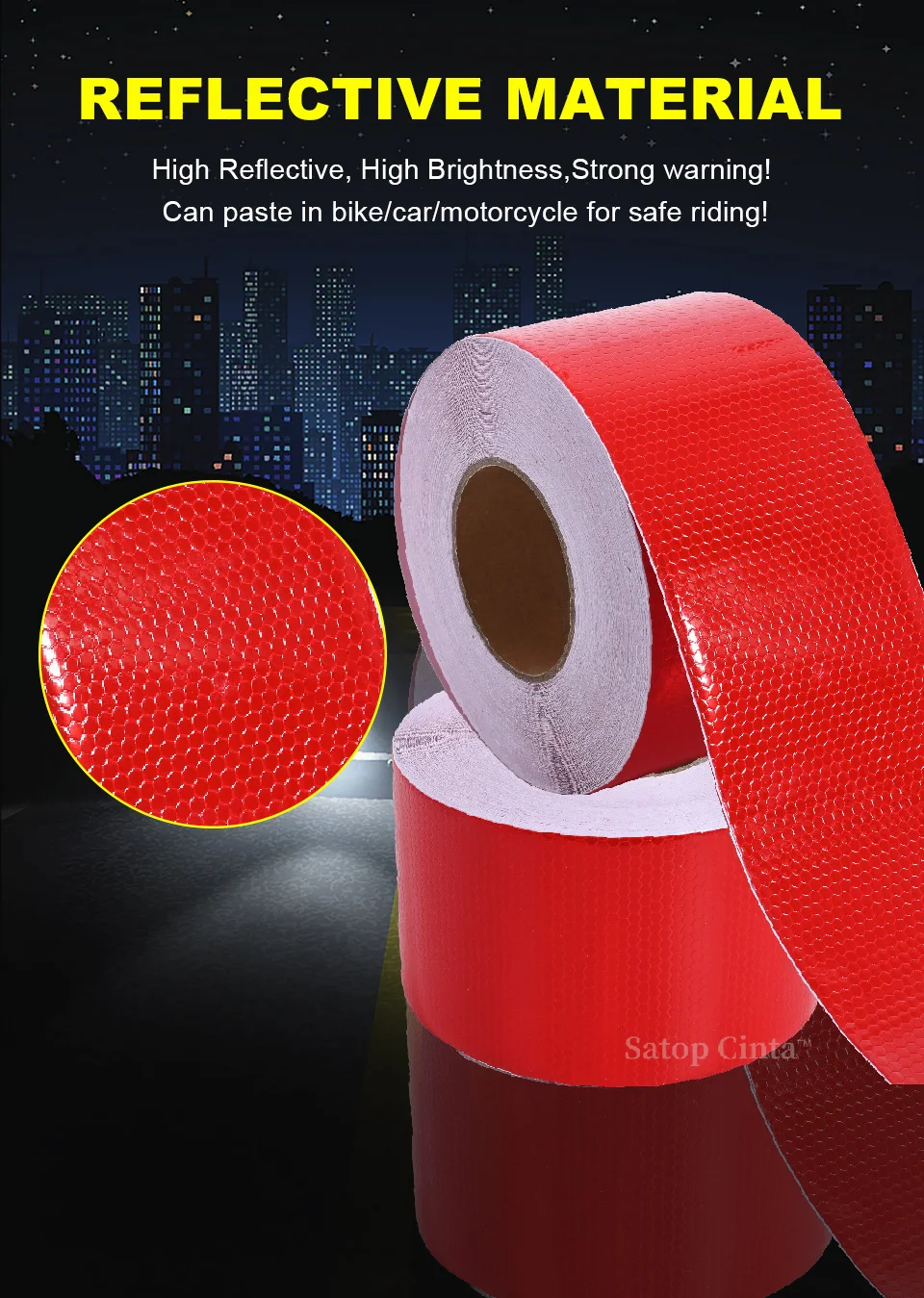 10cm*5M PVC Lattice Reflective Car Sticker White Red Orange Yellow Strong Adhesive Retro Reflectors Tape High Conspicuity Strips