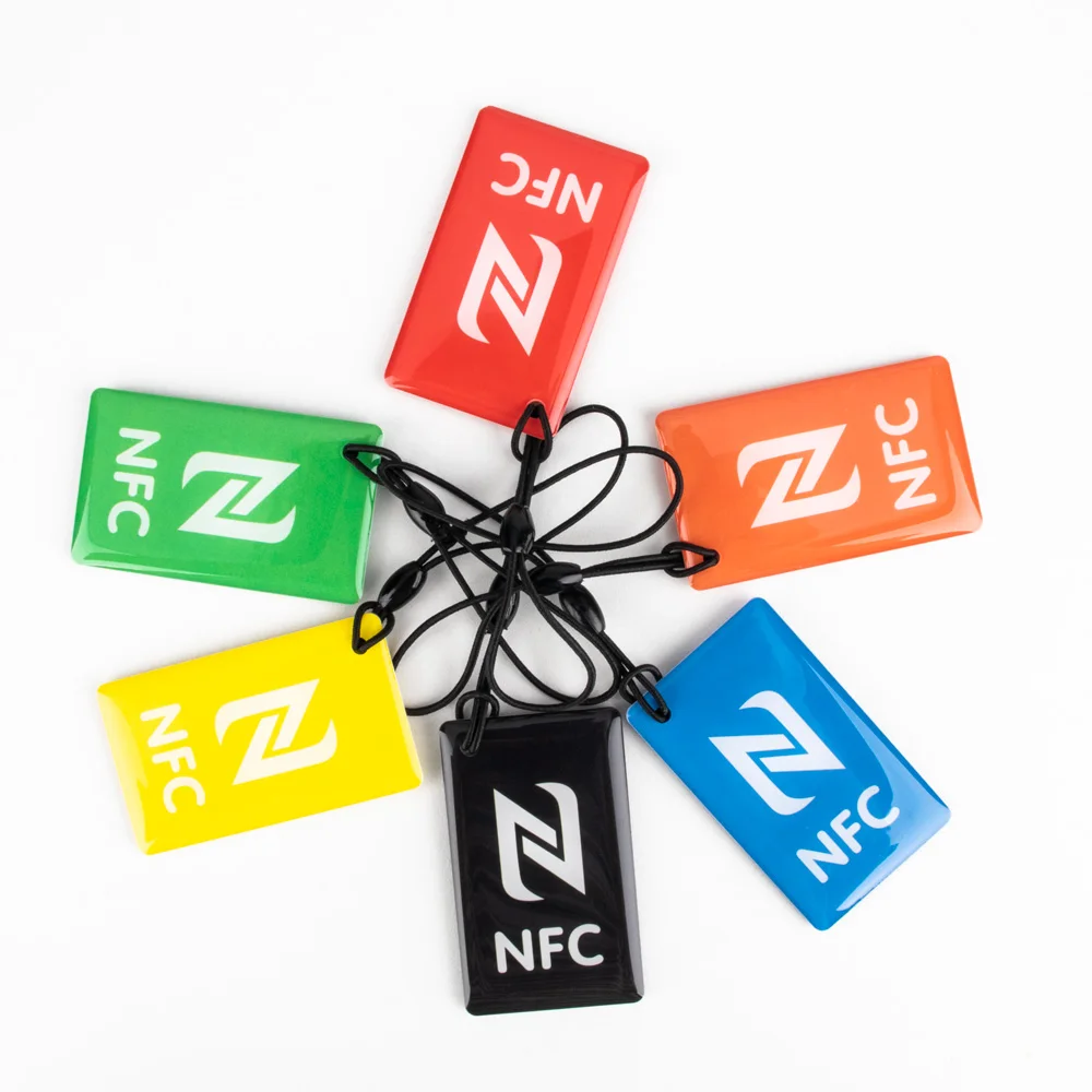 6pcs Rectangular 13.56MHz ISO14443A 144 Bytes NFC Ntag213 Epoxy Resin Tag Ntag 213 Smart Card Lable For All NFC Enabled Phone