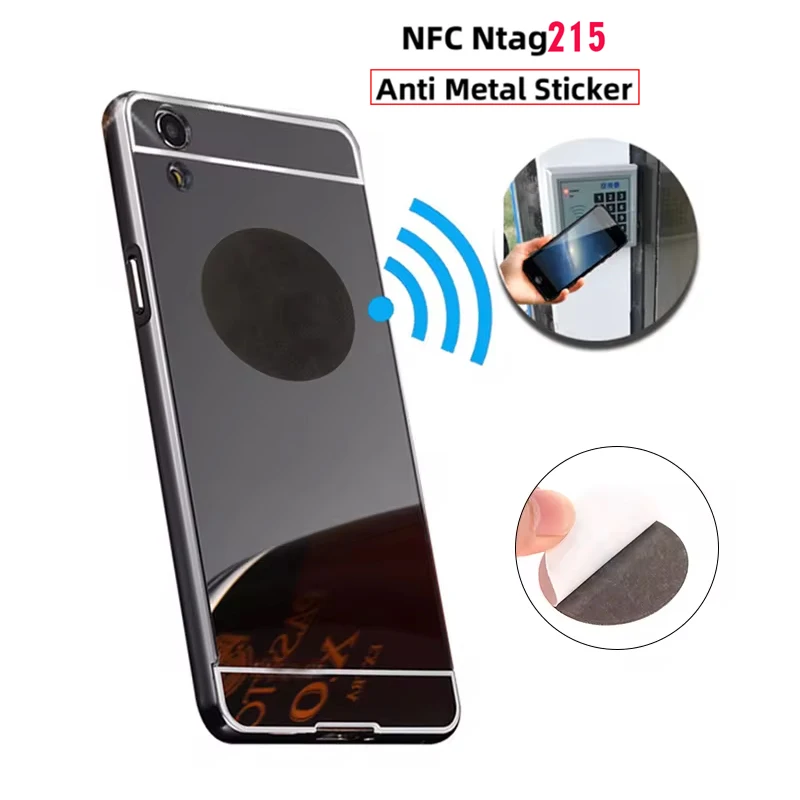 10Pc RFID Label Anti-Metal Ntag215 Tag on-Metal NFC Stickers Rewritable Sticker NFC Tag for All NFC-Enabled Cell Phones Devices