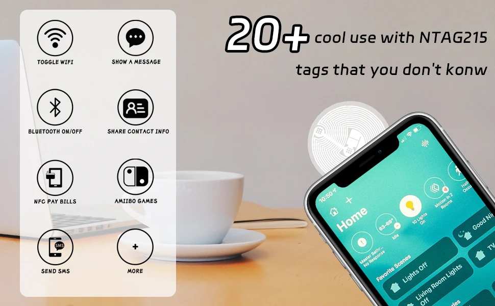 10Pc RFID Label Anti-Metal Ntag215 Tag on-Metal NFC Stickers Rewritable Sticker NFC Tag for All NFC-Enabled Cell Phones Devices
