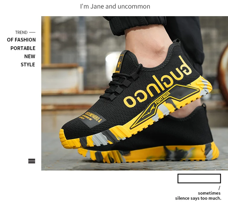 Fashion Sports Shoes Work Boots Puncture-Proof Safety Shoes Men Steel Toe Shoes Security Protective Shoes Indestructible
