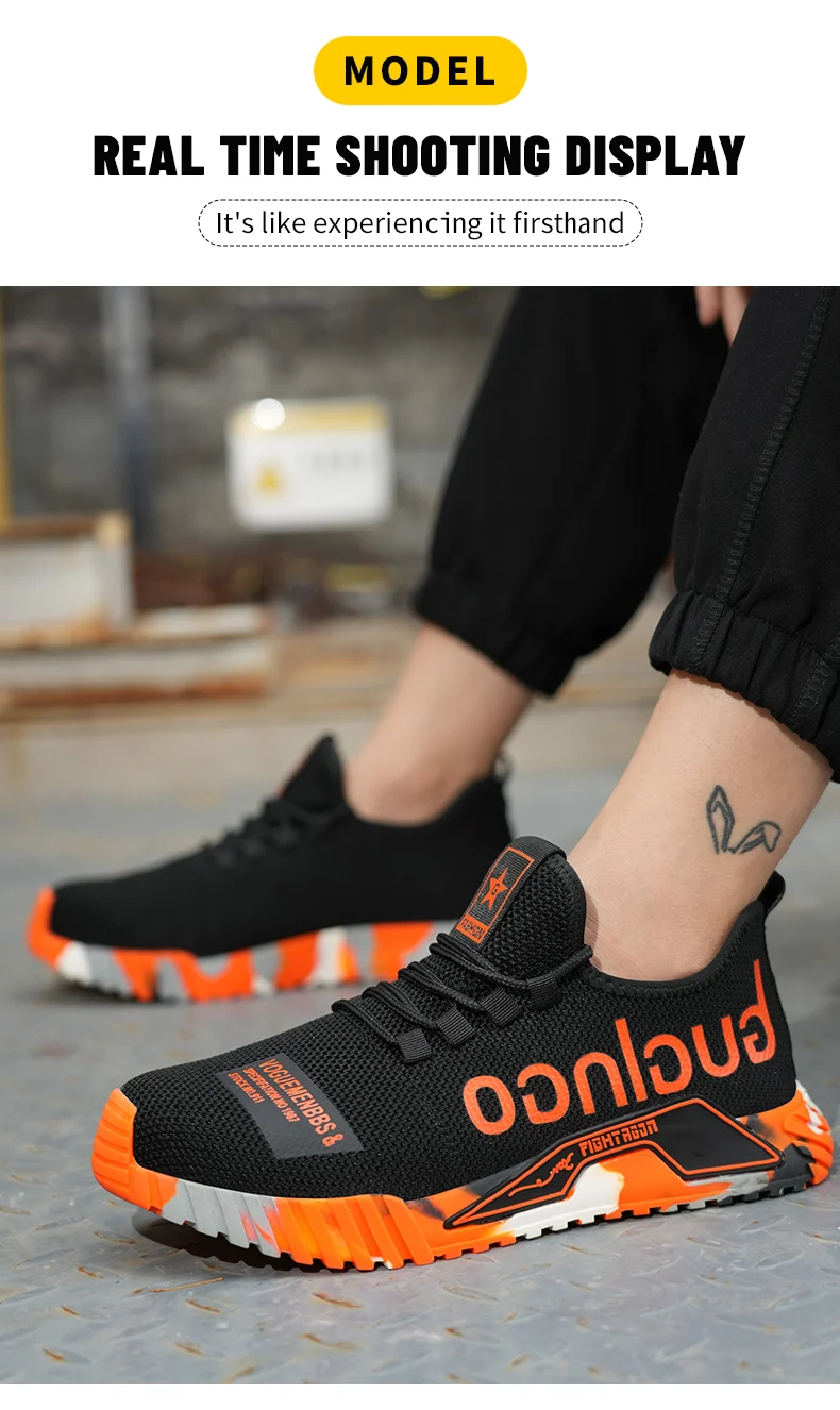 Fashion Sports Shoes Work Boots Puncture-Proof Safety Shoes Men Steel Toe Shoes Security Protective Shoes Indestructible