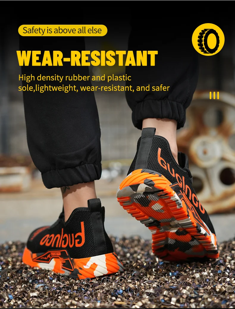 Fashion Sports Shoes Work Boots Puncture-Proof Safety Shoes Men Steel Toe Shoes Security Protective Shoes Indestructible