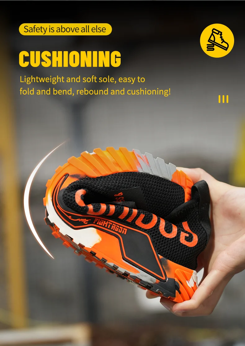 Fashion Sports Shoes Work Boots Puncture-Proof Safety Shoes Men Steel Toe Shoes Security Protective Shoes Indestructible