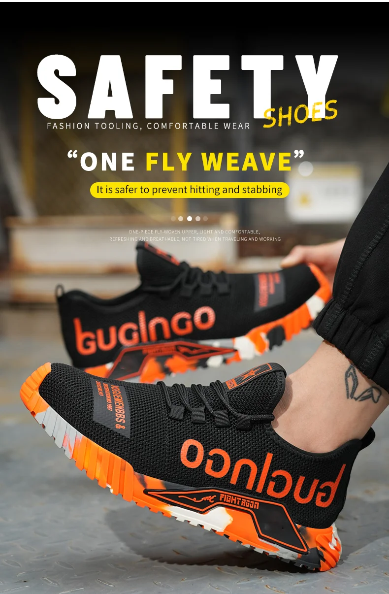 Fashion Sports Shoes Work Boots Puncture-Proof Safety Shoes Men Steel Toe Shoes Security Protective Shoes Indestructible