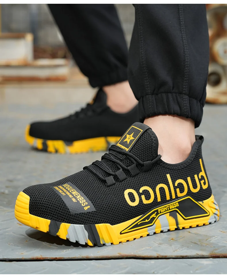 Fashion Sports Shoes Work Boots Puncture-Proof Safety Shoes Men Steel Toe Shoes Security Protective Shoes Indestructible