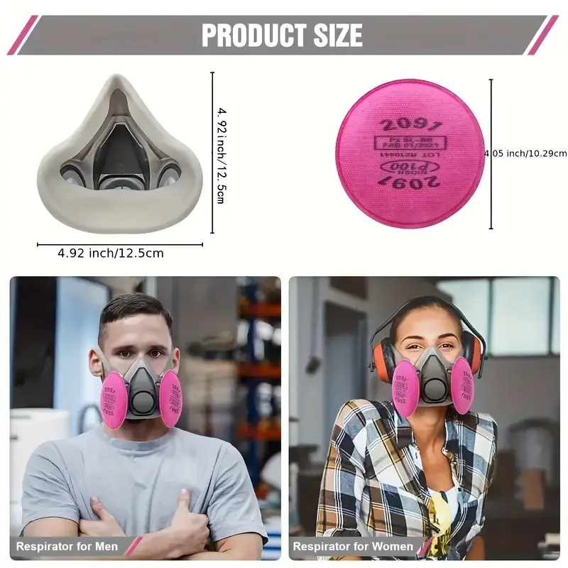 6200 2097 Filter Goggles Half Face Reusable Respirator Mask Epoxy Dust Paint Organic Vapor Welding Wooding